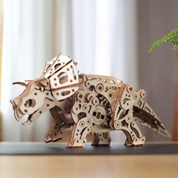 Деревянный механический 3D конструктор Ugears Трицератопс (70211) - Pampik - 8