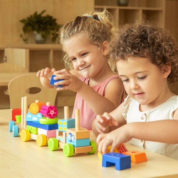 Дерев'яна каталка Viga Toys Поїзд із блоків (50089) - Pampik - 5