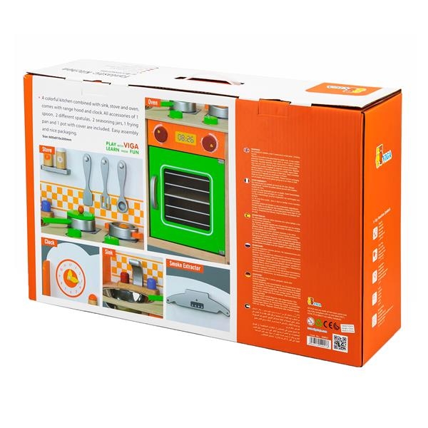 Детская кухня Viga Toys из дерева с посудой (50957FSC) - Pampik - 9