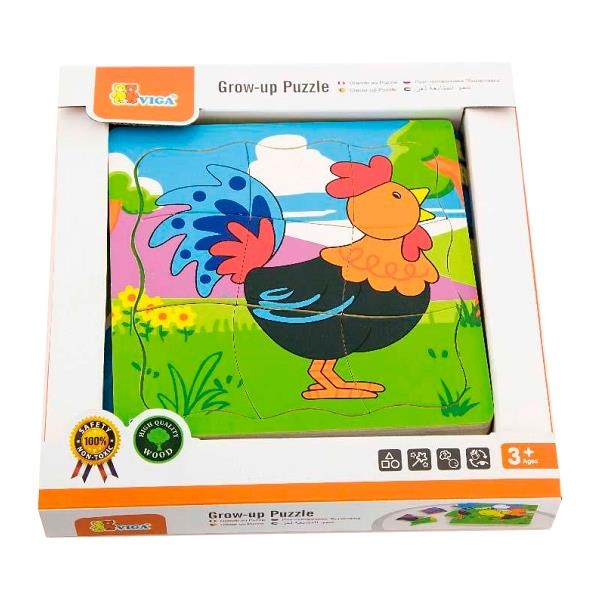 Дерев'яний багатошаровий пазл Viga Toys Півник (50113) - Pampik - 2