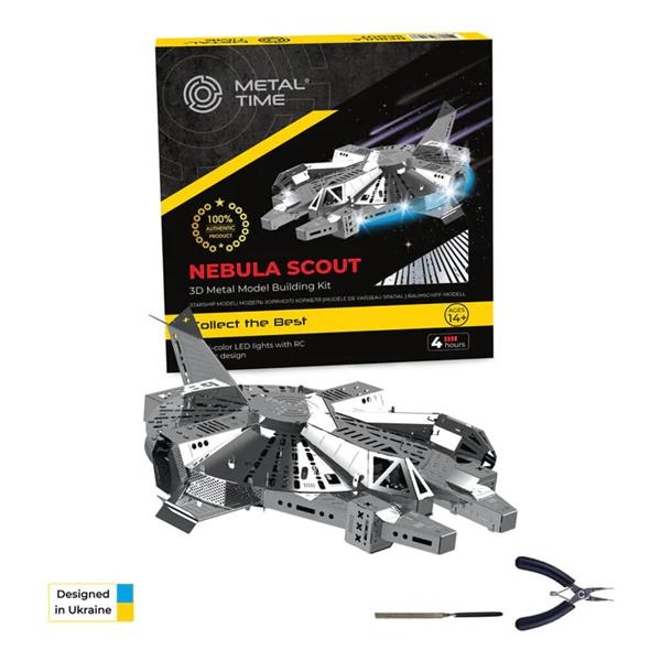 Колекцiйна модель-конструктор Metal Time Nebula Scout Spaceship Зореліт, 74 деталі (MT098) - Pampik