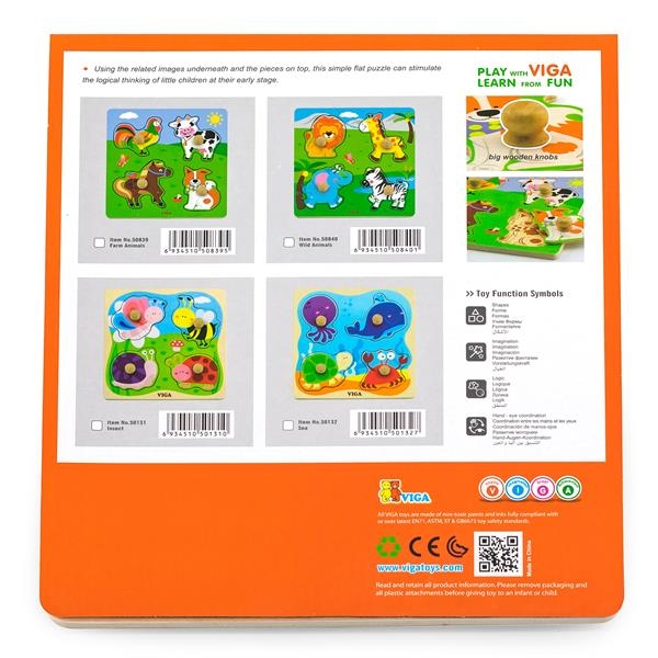 Дерев'яна рамка-вкладиш Viga Toys Комахи (50131) - Pampik - 2