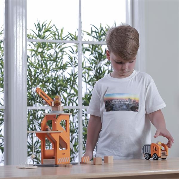 Деревянный набор Viga Toys Подъемный кран и самосвал (51616) - Pampik - 5