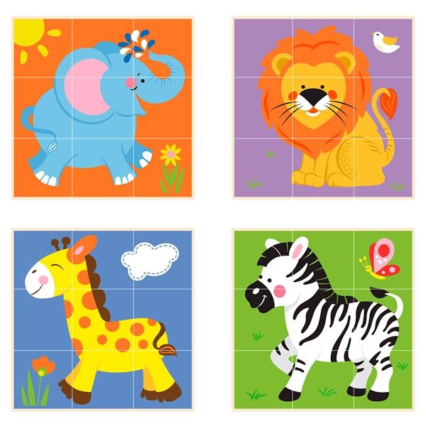 Деревянные кубики Viga Toys Башня со зверьками (50834) - Pampik - 3