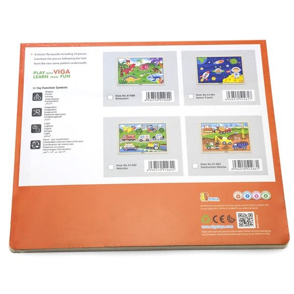 Деревянный пазл Viga Toys Транспорт 24 эл. (51462) - Pampik - 4