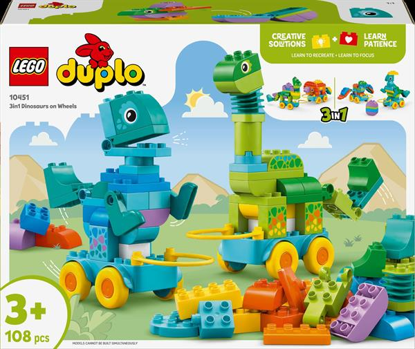 Конструктор LEGO DUPLO Town Динозаври на колесах 3 в 1, 108 деталей (10451) - Pampik