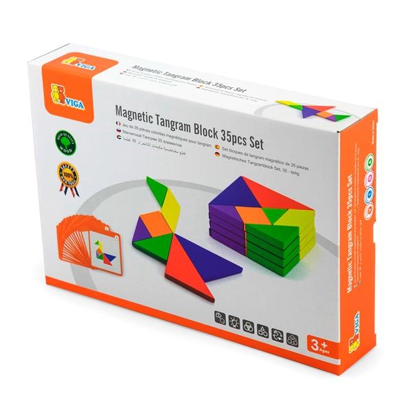 Гра-головоломка Viga Toys Магнітний танграм для дошок, 35 елементів (50643FSC) - Pampik - 2