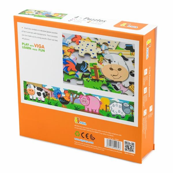 Дерев'яний пазл Viga Toys Ферма 4 в 1, 48 елементів (50069) - Pampik - 3