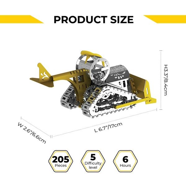 Колекційна модель-конструктор Metal Time Graceful CAT Бульдозер механічний, двоколірний (MT073) - Pampik - 7