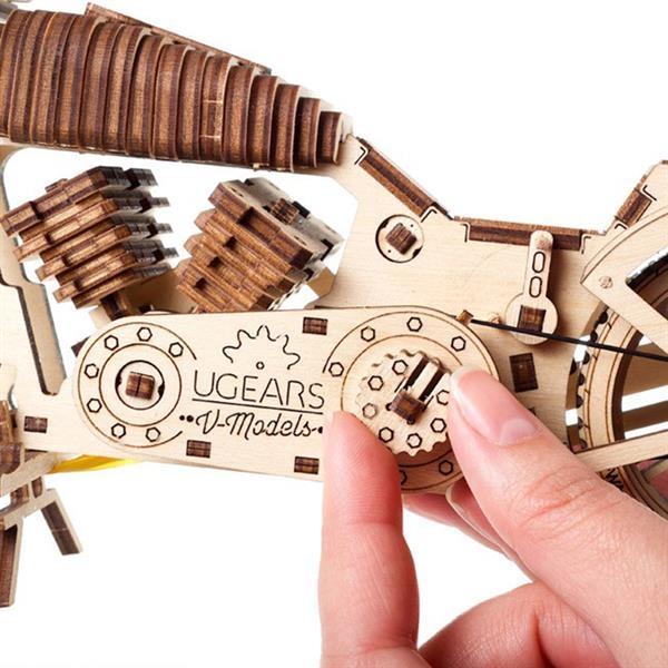 Дерев'яний механічний 3D конструктор Ugears Байк (70051) - Pampik - 9