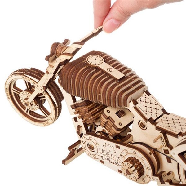 Дерев'яний механічний 3D конструктор Ugears Байк (70051) - Pampik - 8