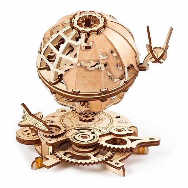 Деревянный механический 3D конструктор Ugears Глобус (70128) - Pampik