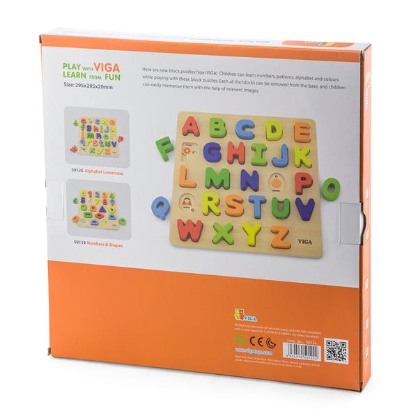 Деревянный пазл Viga Toys Английский алфавит прописные буквы (50124) - Pampik - 3