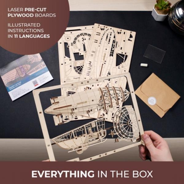 Деревянный механический 2.5D конструктор Ugears Цеппелин, 49 деталей (70208) - Pampik - 9