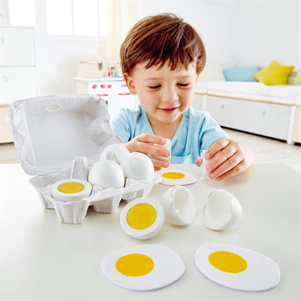 Іграшкові продукти Hape Дерев'яні яйця в лотку (E3156) - Pampik