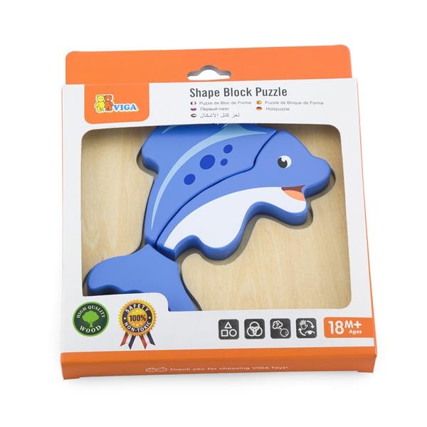 Дерев'яний міні-пазл Viga Toys Рибка, 3 елементи (59934) - Pampik - 2