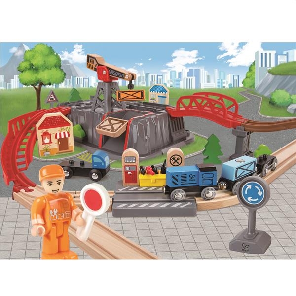 Игрушечная железная дорога Hape Строительный комплекс 50 эл. (E3764) - Pampik - 3