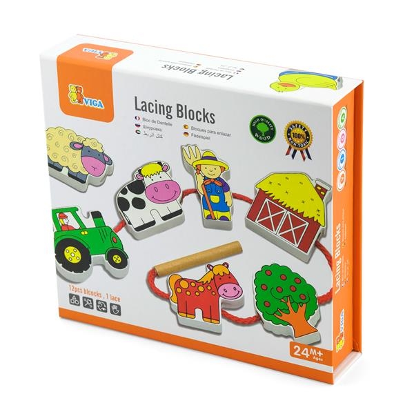 Деревянная шнуровка Viga Toys Ферма (59548) - Pampik - 2