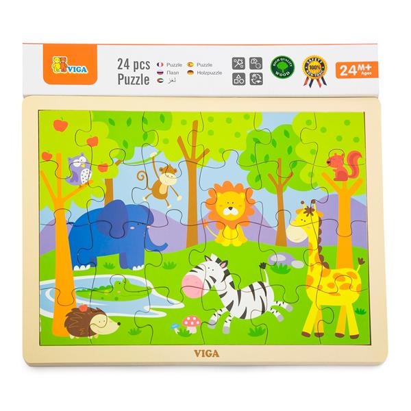 Дерев'яний пазл Viga Toys Звірята, 24 ел. (50198) - Pampik - 2