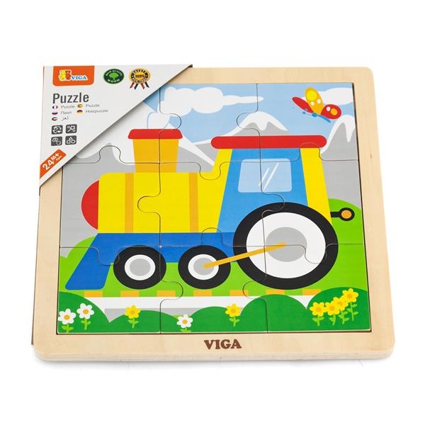 Дерев'яний пазл Viga Toys Паровозик, 9 ел. (51446) - Pampik