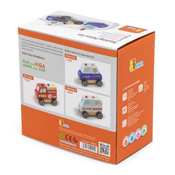 Деревянная пирамидка Viga Toys Полицейская машинка (50201) - Pampik - 3
