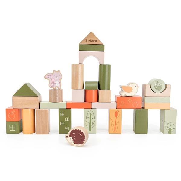Дерев'яні кубики PolarB Зелений ліс, 50 елементів (44230) - Pampik
