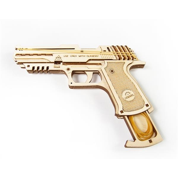 Деревянный механический 3D конструктор Ugears Пистолет Вольф-01 (70047) - Pampik - 6