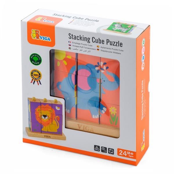 Деревянные кубики Viga Toys Башня со зверьками (50834) - Pampik - 2