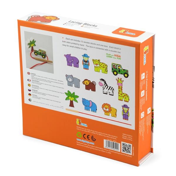 Деревянная шнуровка Viga Toys Зоопарк (59549) - Pampik - 4