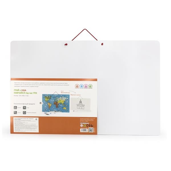 Магнитный пазл Viga Toys Карта мира с маркерной доской на украинском (44508) - Pampik - 5