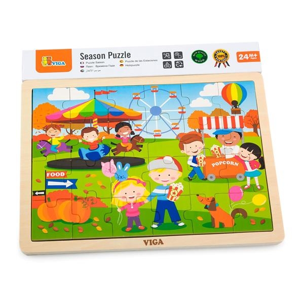 Дерев'яний пазл Viga Toys Пори року: Осінь, 24 елементи (51271) - Pampik - 2
