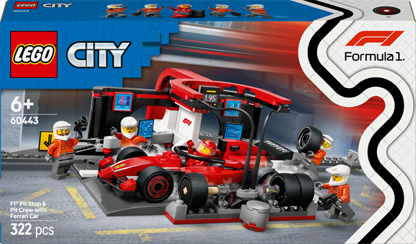 Конструктор LEGO City Піт-стоп і піт-екіпаж F1 з болідом Ferrari 322 деталі (60443) - Pampik