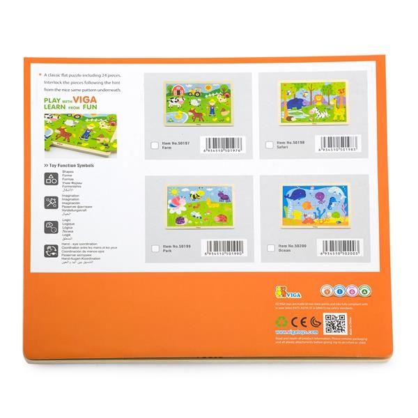 Дерев'яний пазл Viga Toys Ферма, 24 ел. (50197) - Pampik - 3