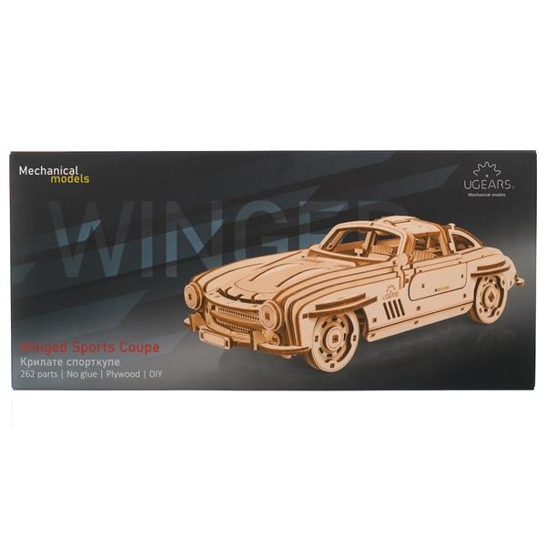 Деревянный механический 3D конструктор Ugears Крылатое спорткупе (70205) - Pampik - 12