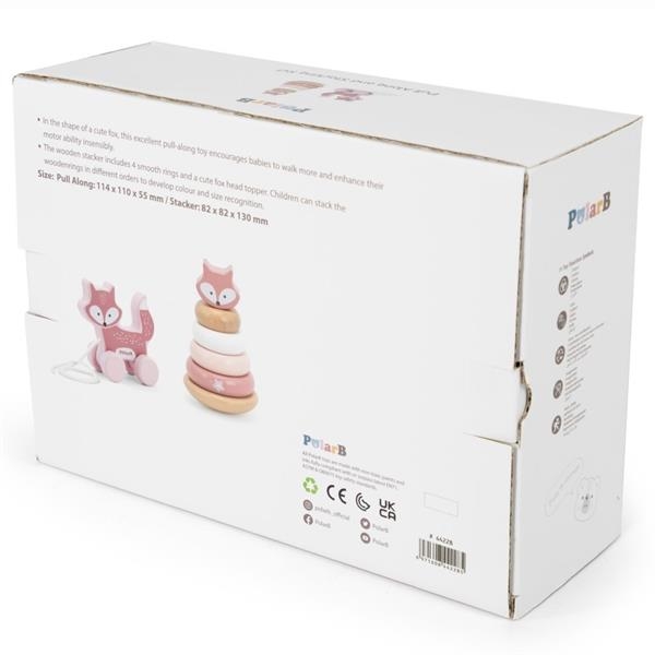 Набор деревянных игрушек PolarB Каталка и пирамидка Лисичка (44228) - Pampik - 6
