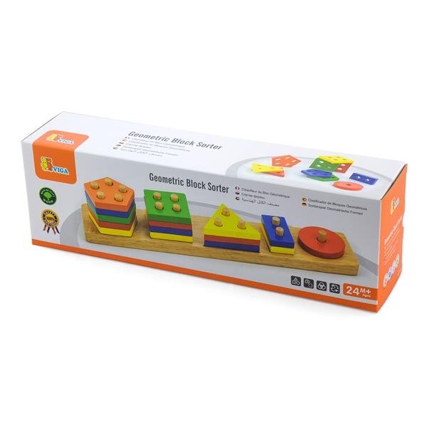 Дерев'яна логічна пірамідка Viga Toys Геометричні фігури (58558) - Pampik - 2