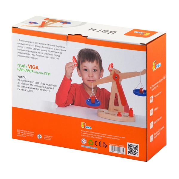 Деревянные весы Viga Toys с гирями (50660) - Pampik - 3