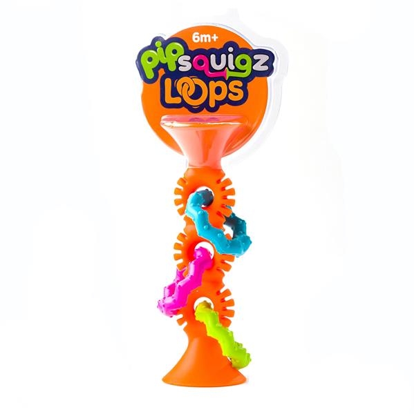 Прорізувач-брязкальце на присосках Fat Brain Toys pipSquigz Loops помаранчевий (FA165-1) - Pampik - 2