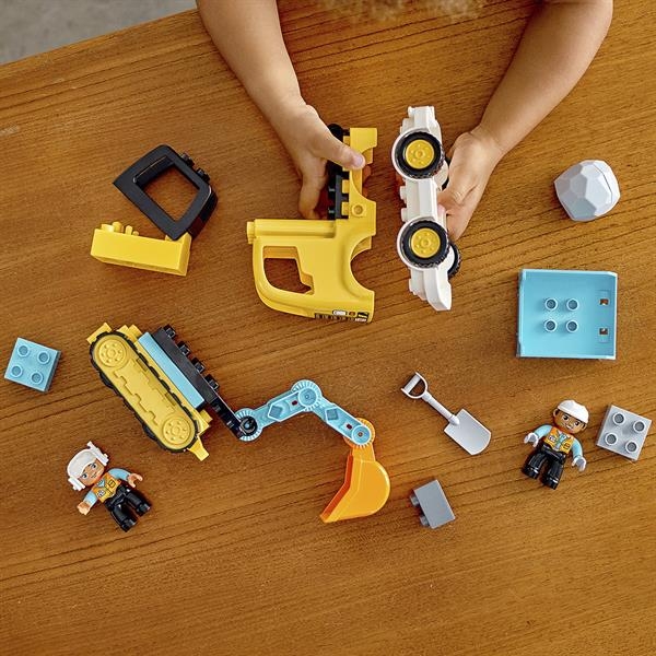 Конструктор LEGO DUPLO Вантажівка та гусеничний екскаватор 20 деталей (10931) - Pampik - 7
