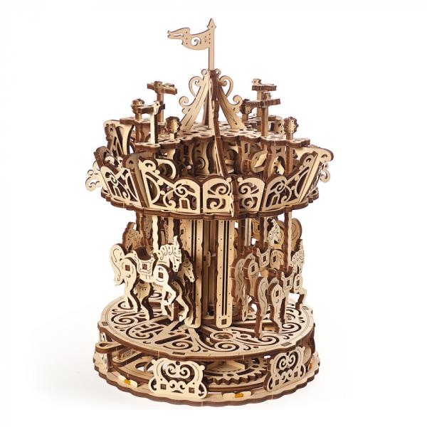 Деревянный механический 3D конструктор Ugears Карусель (70129) - Pampik