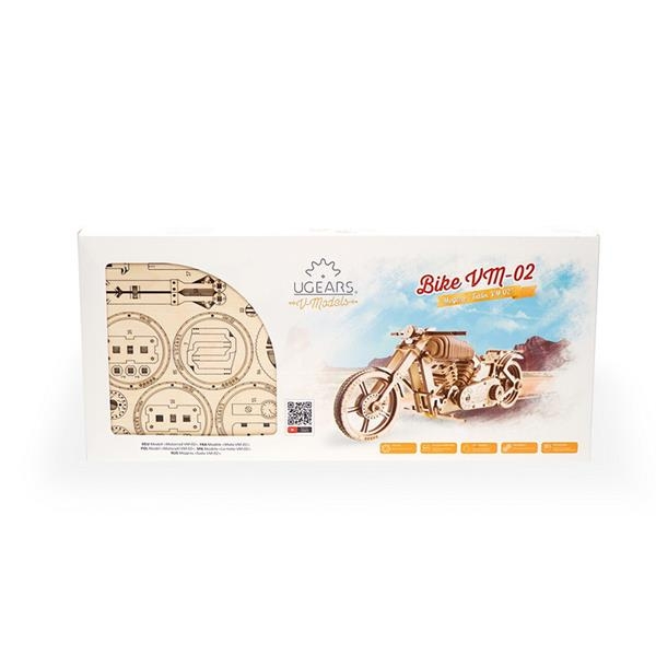 Дерев'яний механічний 3D конструктор Ugears Байк (70051) - Pampik - 11