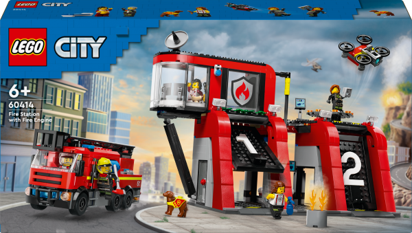 Конструктор LEGO City Пожежне депо з пожежною машиною 843 деталі (60414) - Pampik