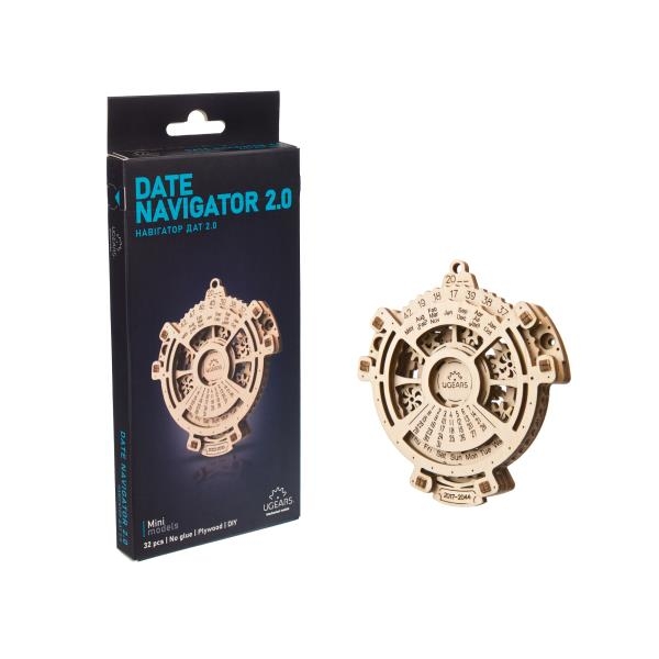 Дерев'яний механічний 3D конструктор Ugears Навігатор дат 2.0, 24 деталі (70218) - Pampik