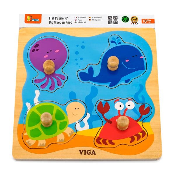 Дерев'яна рамка-вкладиш Viga Toys Морські мешканці (50132) - Pampik