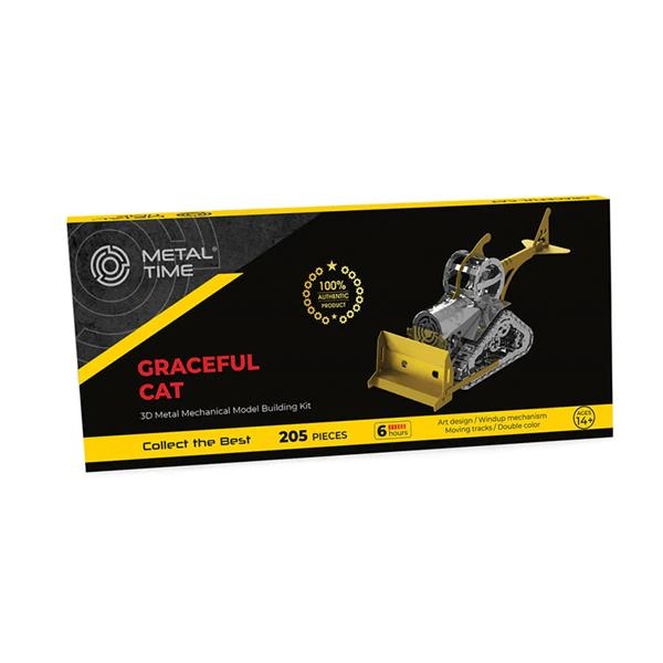Колекційна модель-конструктор Metal Time Graceful CAT Бульдозер механічний, двоколірний (MT073) - Pampik - 9