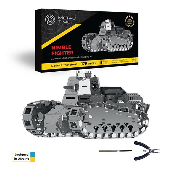 Колекційна модель-конструктор Metal Time Nimble Fighter Танк Renault FT-17 механічний (MT010) - Pampik