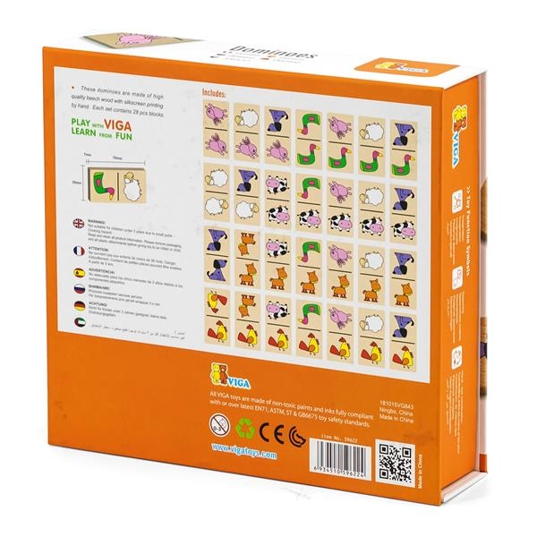 Дерев'яне доміно Viga Toys Звірята (59622) - Pampik - 3