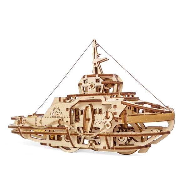 Деревянный механический 3D конструктор Ugears Буксир (70078) - Pampik - 2