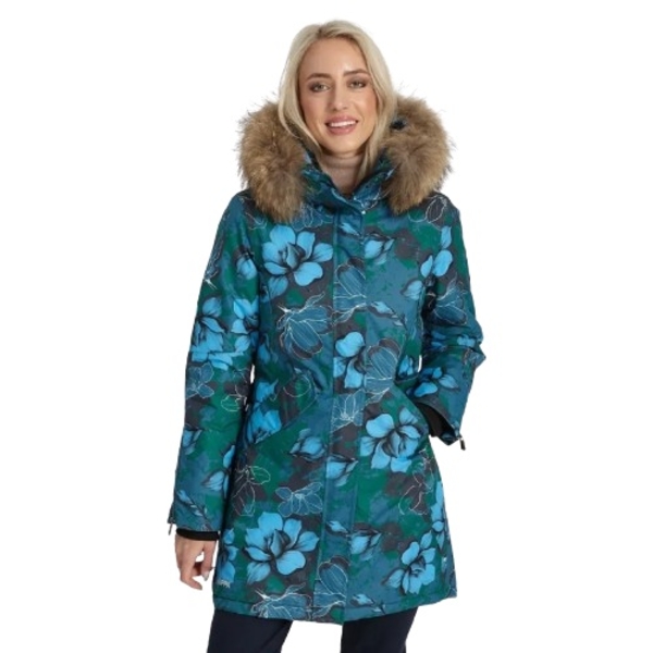 Пальто зимове Huppa Vivian 1, р.S, бірюзово-зелений з принтом (12498120-34477-00S) - Pampik
