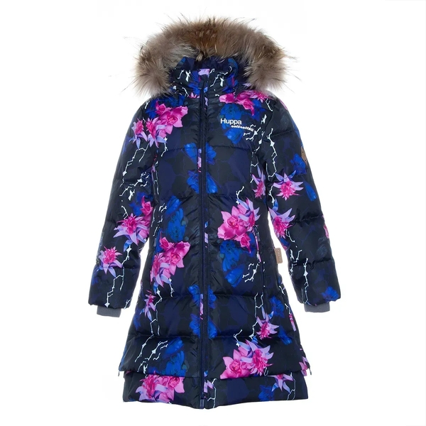 Пальто-пуховик Huppa Parish, р.116, темно-синий с принтом (12470055-91886-116) - Pampik